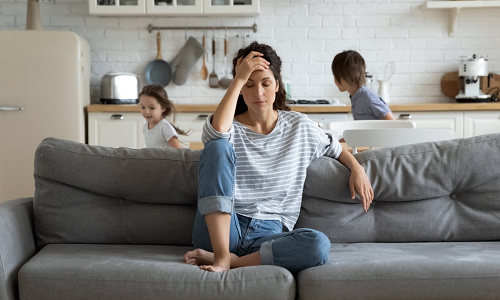 Mum stressed by kids